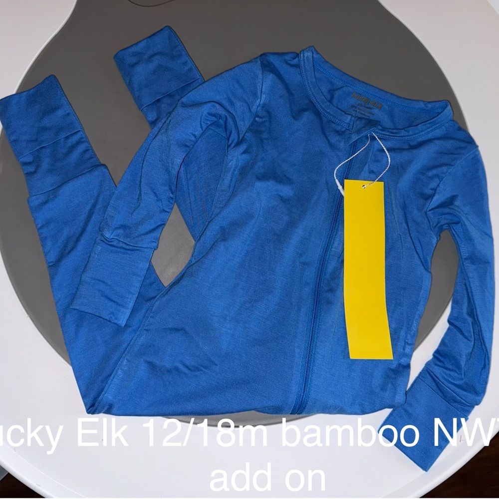 Baby Cobalt Blue Bamboo One-Piece Convertible Zipper Pajamas